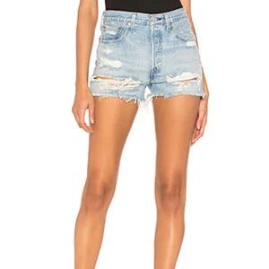 Distressed Light Blue Denim Shorts